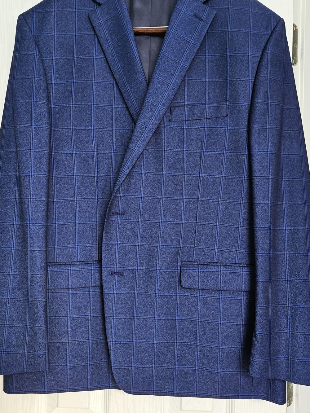 Ralph Lauren Mens Navy Blue Windowpane Sport Coat Size 48R